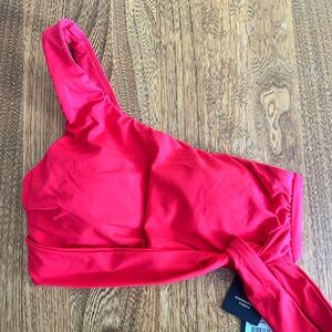 SEAFOLLY Red One Shoulder Bikini Top in Chili Red NWT